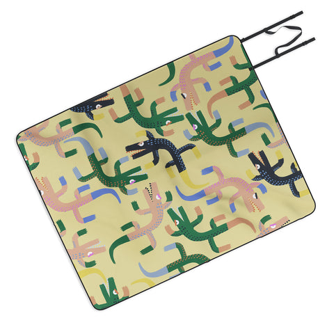 MSRYSTUDIO Crocodile Geometry Picnic Blanket