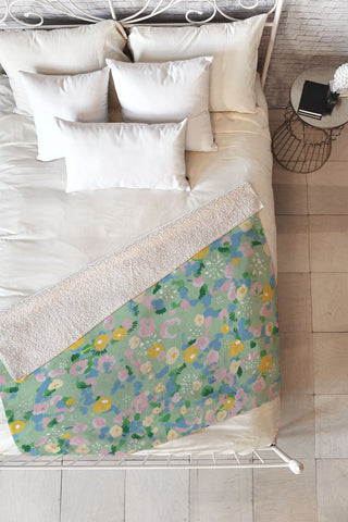MSRYSTUDIO Joy of Flowers v2 Fleece Throw Blanket