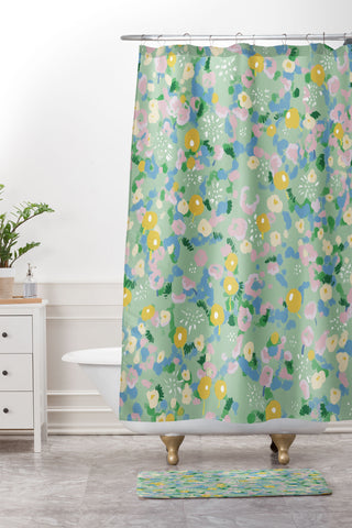 MSRYSTUDIO Joy of Flowers v2 Shower Curtain And Mat