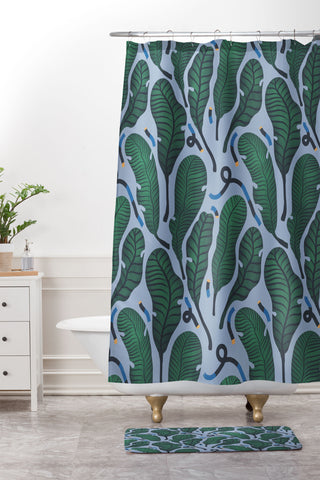 MSRYSTUDIO Retro Jungle Out Shower Curtain And Mat