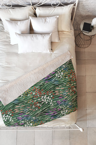 MSRYSTUDIO Windy Day In Garden Fleece Throw Blanket