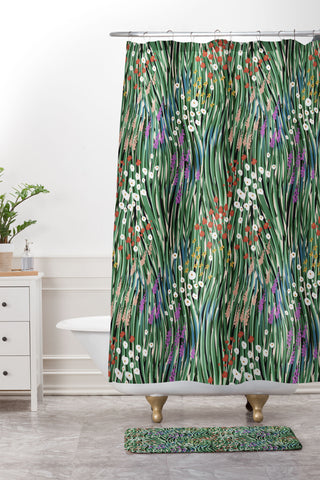 MSRYSTUDIO Windy Day In Garden Shower Curtain And Mat