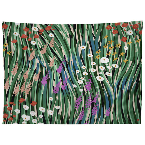 MSRYSTUDIO Windy Day In Garden Tapestry