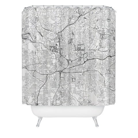 multipliCITY Atlanta White Map Shower Curtain