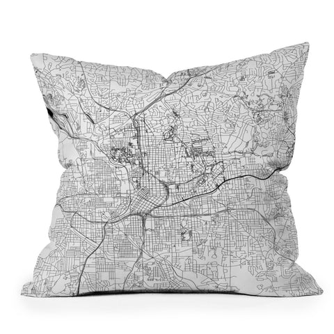 multipliCITY Atlanta White Map Throw Pillow