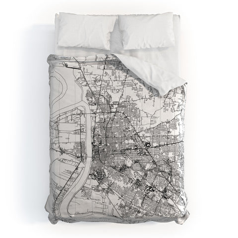 multipliCITY Baton Rouge White Map Comforter