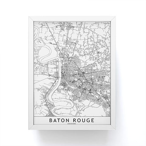 multipliCITY Baton Rouge White Map Framed Mini Art Print