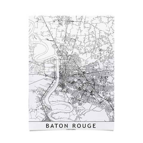 multipliCITY Baton Rouge White Map Poster