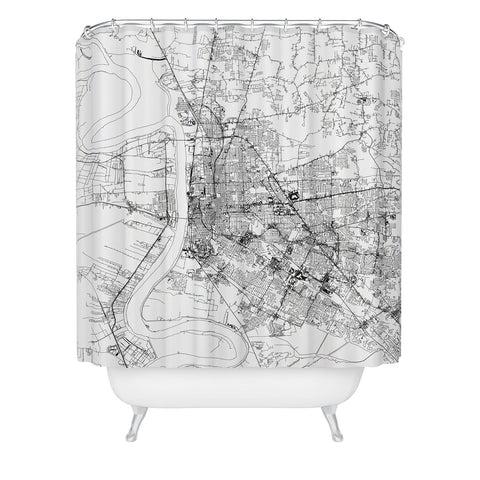 multipliCITY Baton Rouge White Map Shower Curtain