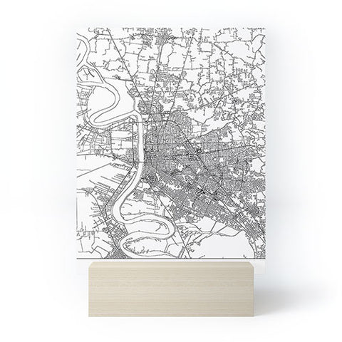 multipliCITY Baton Rouge White Map Mini Art Print
