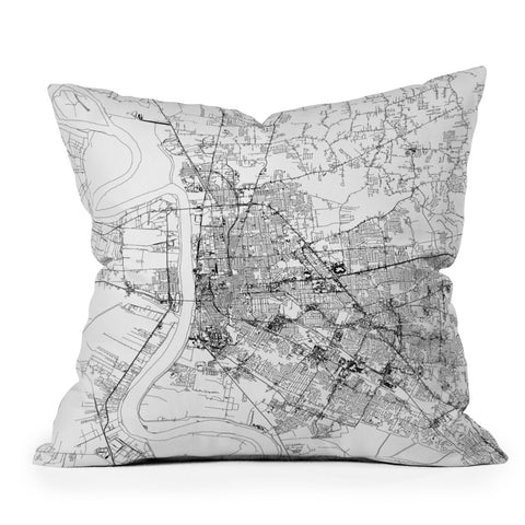 multipliCITY Baton Rouge White Map Throw Pillow