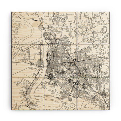multipliCITY Baton Rouge White Map Wood Wall Mural