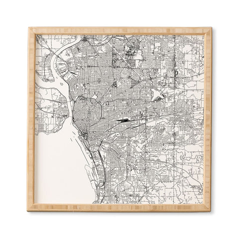 multipliCITY Buffalo White Map Framed Wall Art