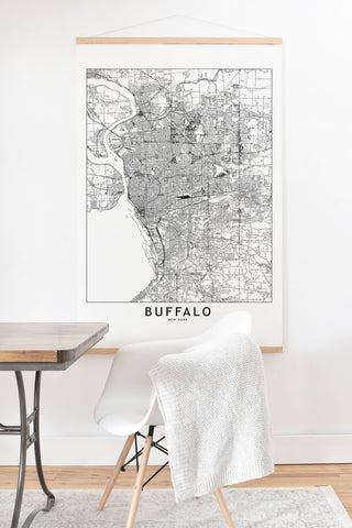 multipliCITY Buffalo White Map Art Print And Hanger