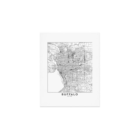 multipliCITY Buffalo White Map Art Print