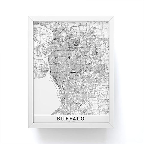 multipliCITY Buffalo White Map Framed Mini Art Print