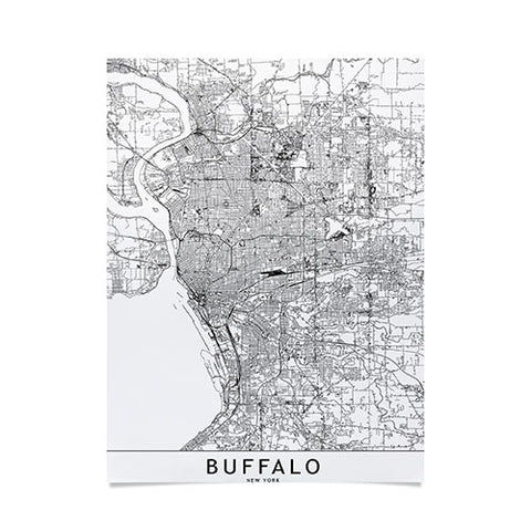 multipliCITY Buffalo White Map Poster