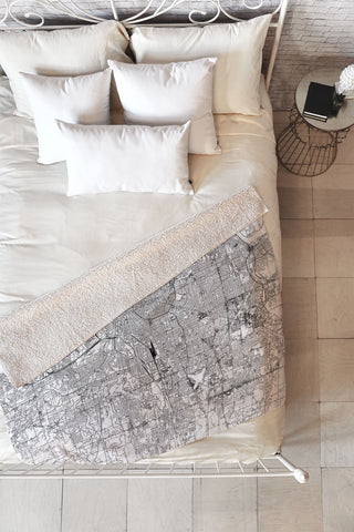 multipliCITY Buffalo White Map Fleece Throw Blanket