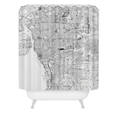 multipliCITY Buffalo White Map Shower Curtain