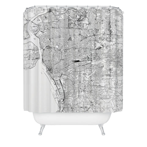 multipliCITY Buffalo White Map Shower Curtain