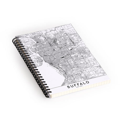 multipliCITY Buffalo White Map Spiral Notebook