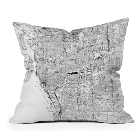 multipliCITY Buffalo White Map Throw Pillow