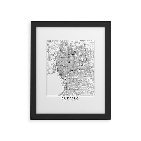 multipliCITY Buffalo White Map Framed Art Print