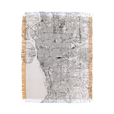 multipliCITY Buffalo White Map Throw Blanket