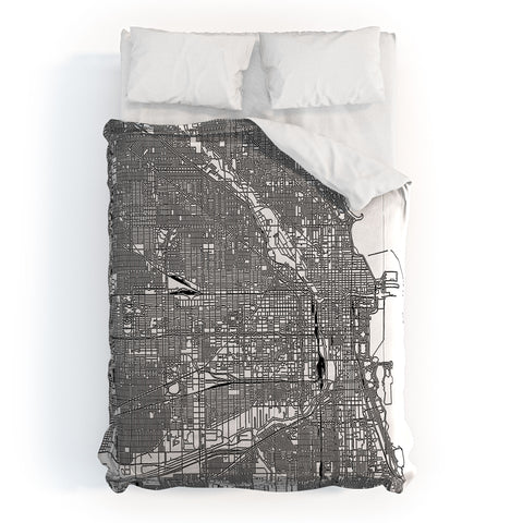 multipliCITY Chicago White Map Comforter