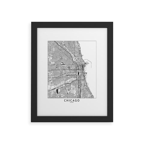 multipliCITY Chicago White Map Framed Art Print