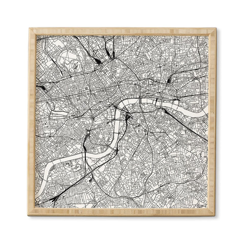 multipliCITY London White Map Framed Wall Art