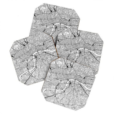 multipliCITY London White Map Coaster Set