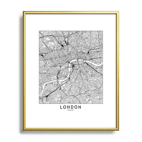 multipliCITY London White Map Metal Framed Art Print