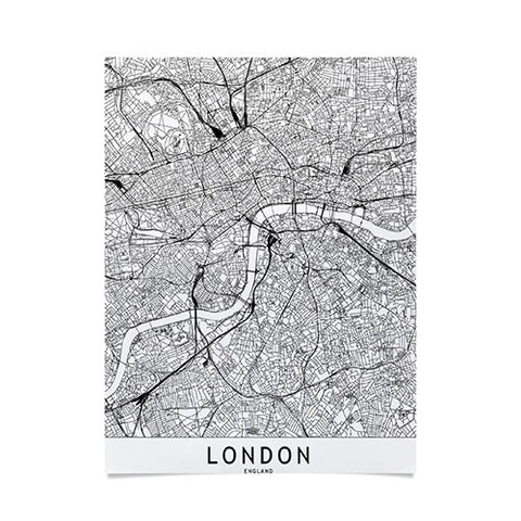 multipliCITY London White Map Poster