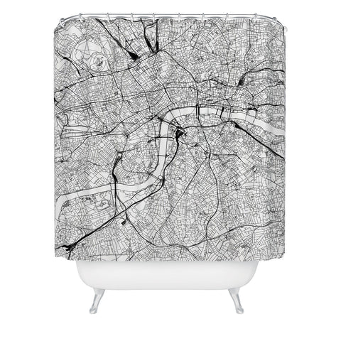 multipliCITY London White Map Shower Curtain
