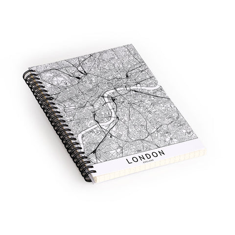 multipliCITY London White Map Spiral Notebook