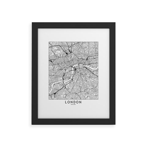 multipliCITY London White Map Framed Art Print