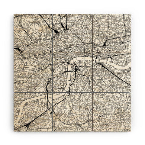 multipliCITY London White Map Wood Wall Mural