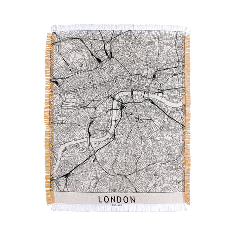 multipliCITY London White Map Throw Blanket
