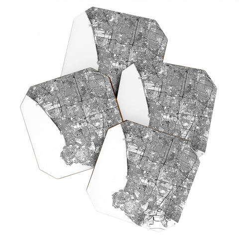 multipliCITY Los Angeles White Map Coaster Set
