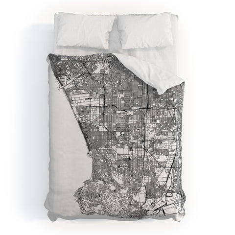 multipliCITY Los Angeles White Map Duvet Cover