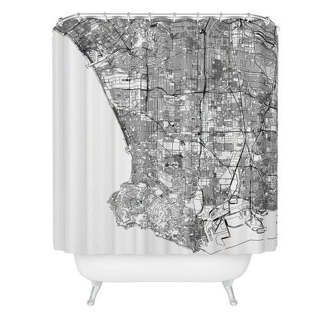 multipliCITY Los Angeles White Map Shower Curtain