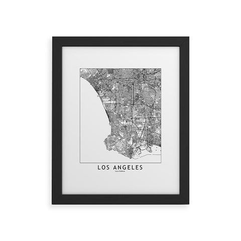 multipliCITY Los Angeles White Map Framed Art Print