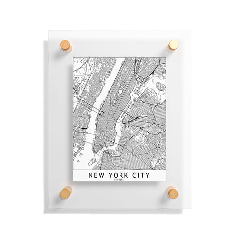 multipliCITY New York City White Map Floating Acrylic Print