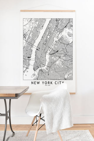 multipliCITY New York City White Map Art Print And Hanger