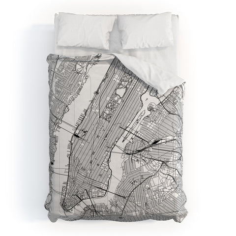 multipliCITY New York City White Map Comforter