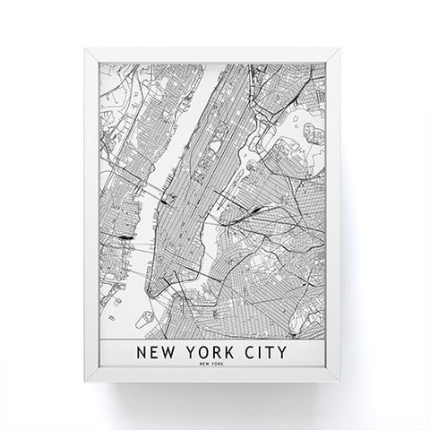 multipliCITY New York City White Map Framed Mini Art Print