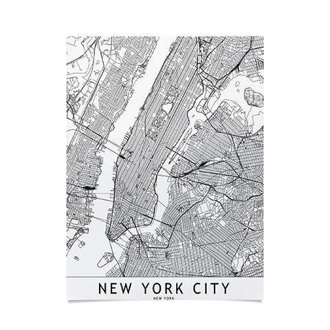 multipliCITY New York City White Map Poster