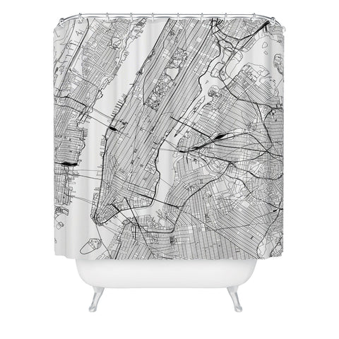 multipliCITY New York City White Map Shower Curtain