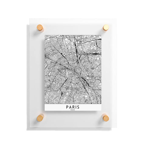 multipliCITY Paris White Map Floating Acrylic Print